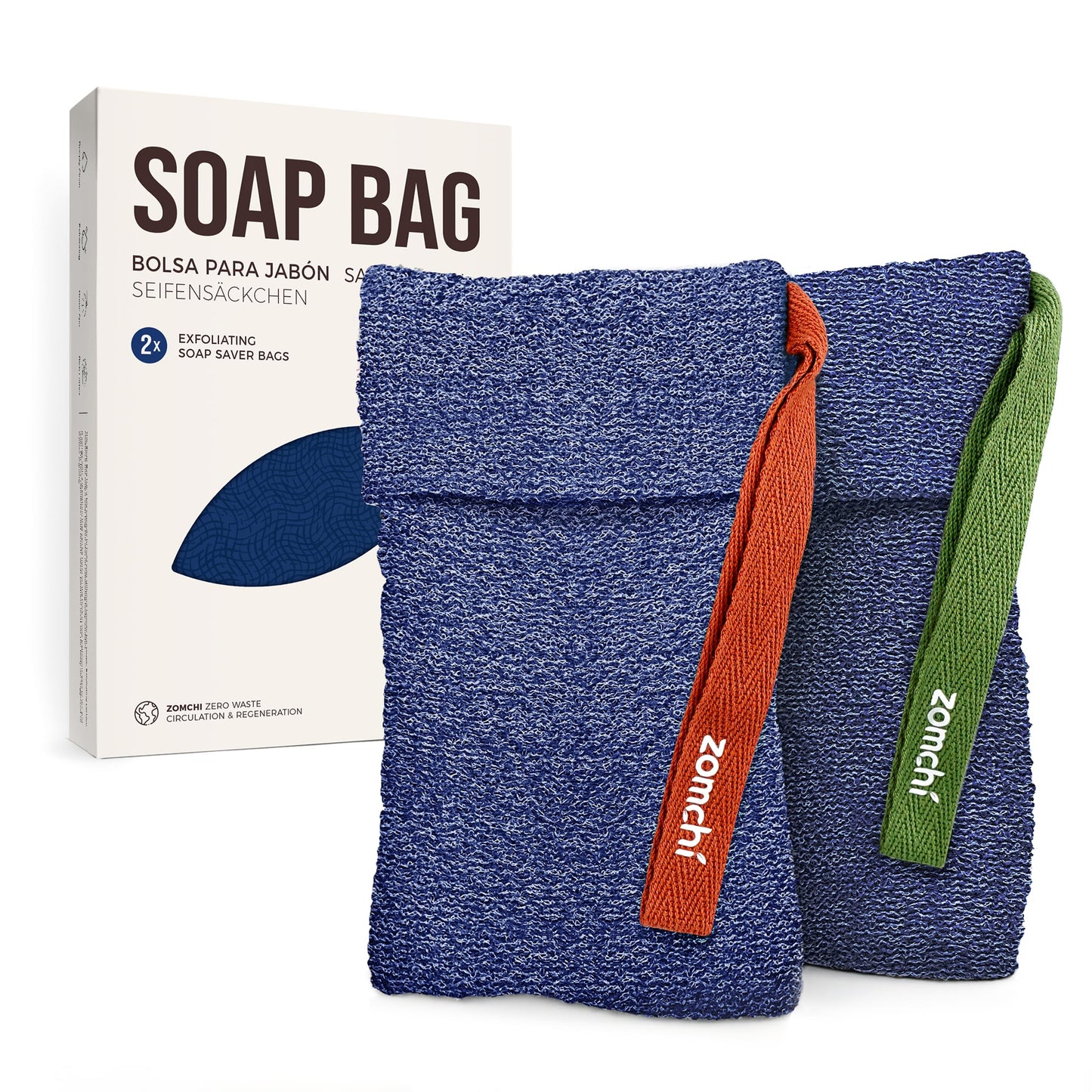 ZOMCHI Soap Saver Bags for Bar Soap, 2 Pack, Dark Blue Pouches