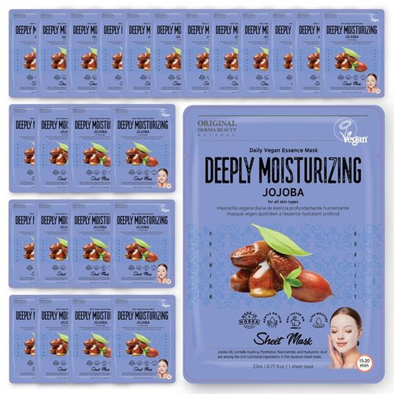 Innerest Original Derma Beauty Collagen Face Masks 24 PK Vegan Deep Moisturizing Jojoba Face Mask Skin Care Sheet Masks Set for Beauty & Personal Care Korean Face Mask