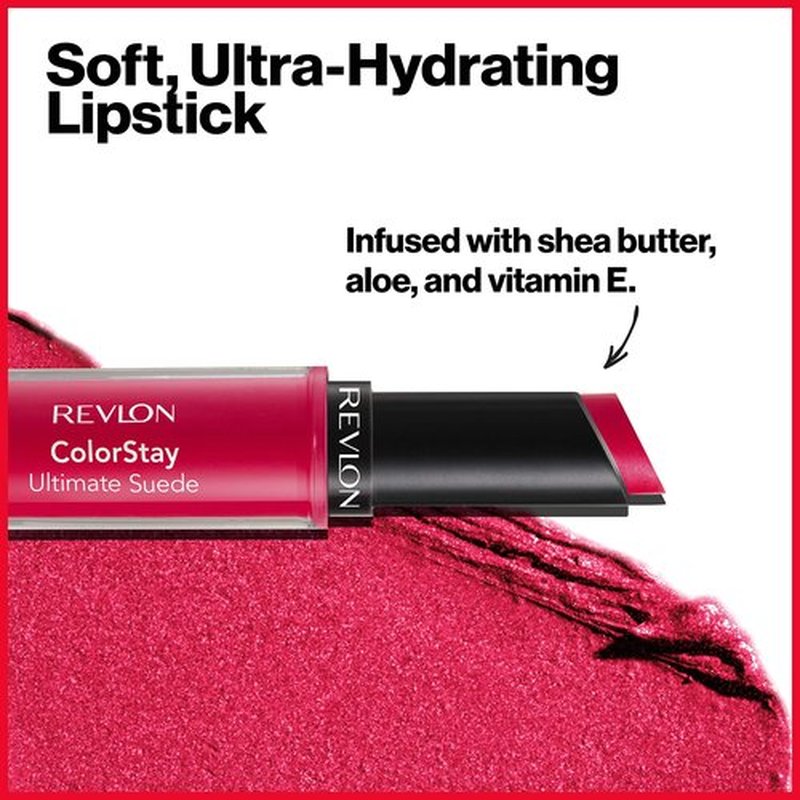 REVLON Lipstick, ColorStay Ultimate Suede Lipstick, High Impact Lip color with Moisturizing Creamy Formula, Infused with Vitamin E, 080 Fashionista, 0.09 Oz