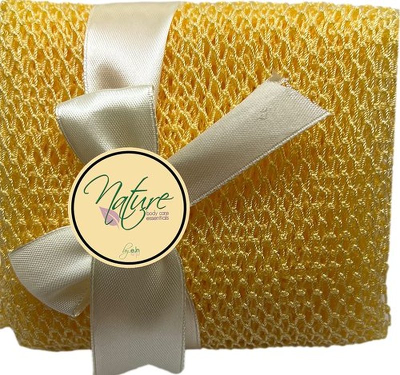 Nature by EJN - Net Bath Sponge, Long, Skin Exfoliation, African, Porous (Golden Apricot)