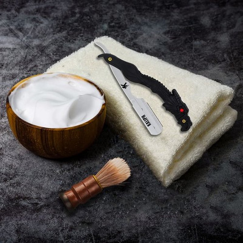 Kaliph Professional Barber Straight Razor - Premium Pack of 2 Straight Edge Razor with 100 Shaving Blades - Mens Manual Navajas Para Barbero Shaver Shavette Knife for Smooth Close Shaving (BLACK)
