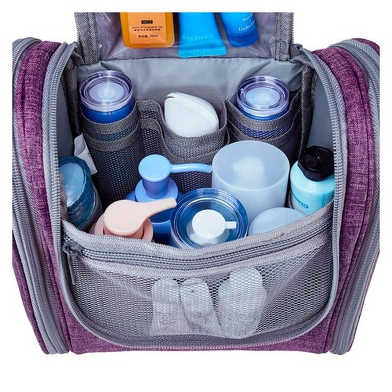 Narwey Small Hanging Toiletry Bag Women Travel Makeup Bag Organizer Toiletries Bag for Travel Size Essentials Accessories Cosmetics (Medium, Dark Purple)