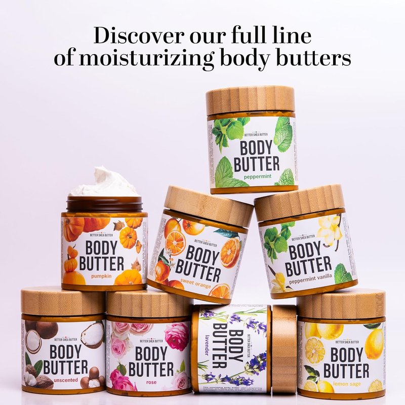 Unscented Body Butter for Dry Skin - Deep Moisturizer with Raw Shea Butter & Jojoba Oil | 8 oz