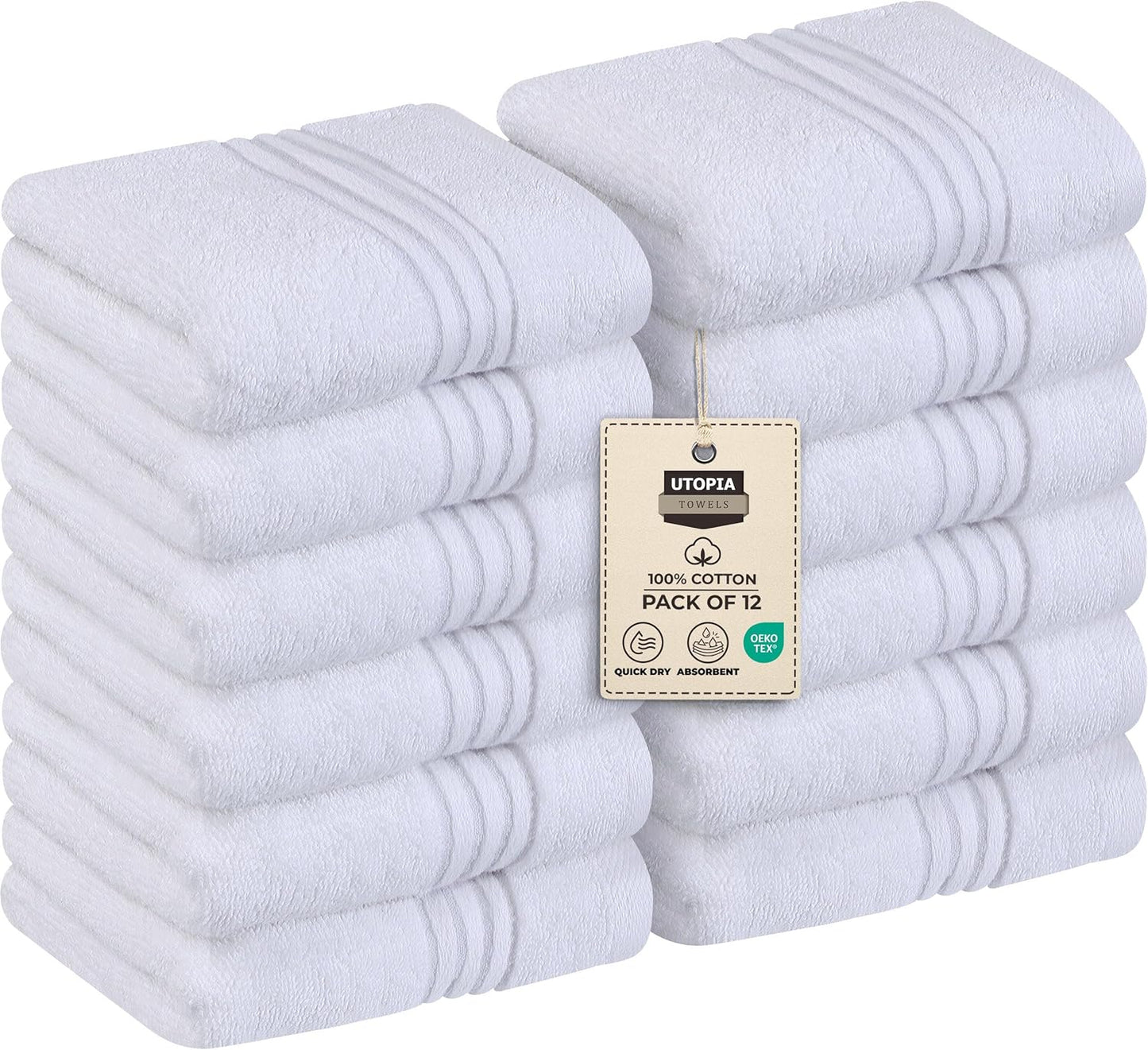 Premium 12-Pack Cotton Wash Cloths - Highly Absorbent & Soft 12x12 for Bathroom, Spa, Gym - Plum