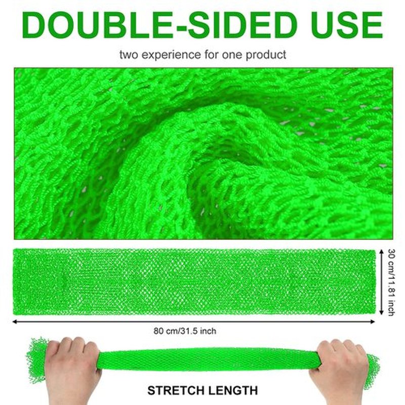 Geiserailie African Long Bathing Net Sponge Long Net Shower Body Scrubber Back Scrubber Skin Smoother Net Bathing Sponge for Daily Use or Stocking Stuffer (Green)