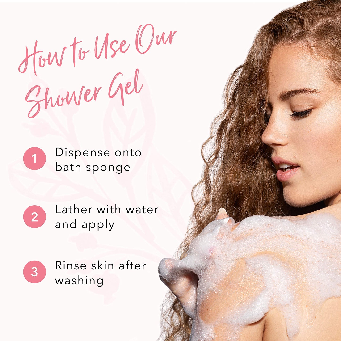 100% PURE Pink Grapefruit Shower Gel Natural Foaming & Hydrating Body Wash - Deeply Moisturizing Gentle Soap Cleanser for All Skin Types, Even Sensitive - Gluten-Free - 8 Fl Oz