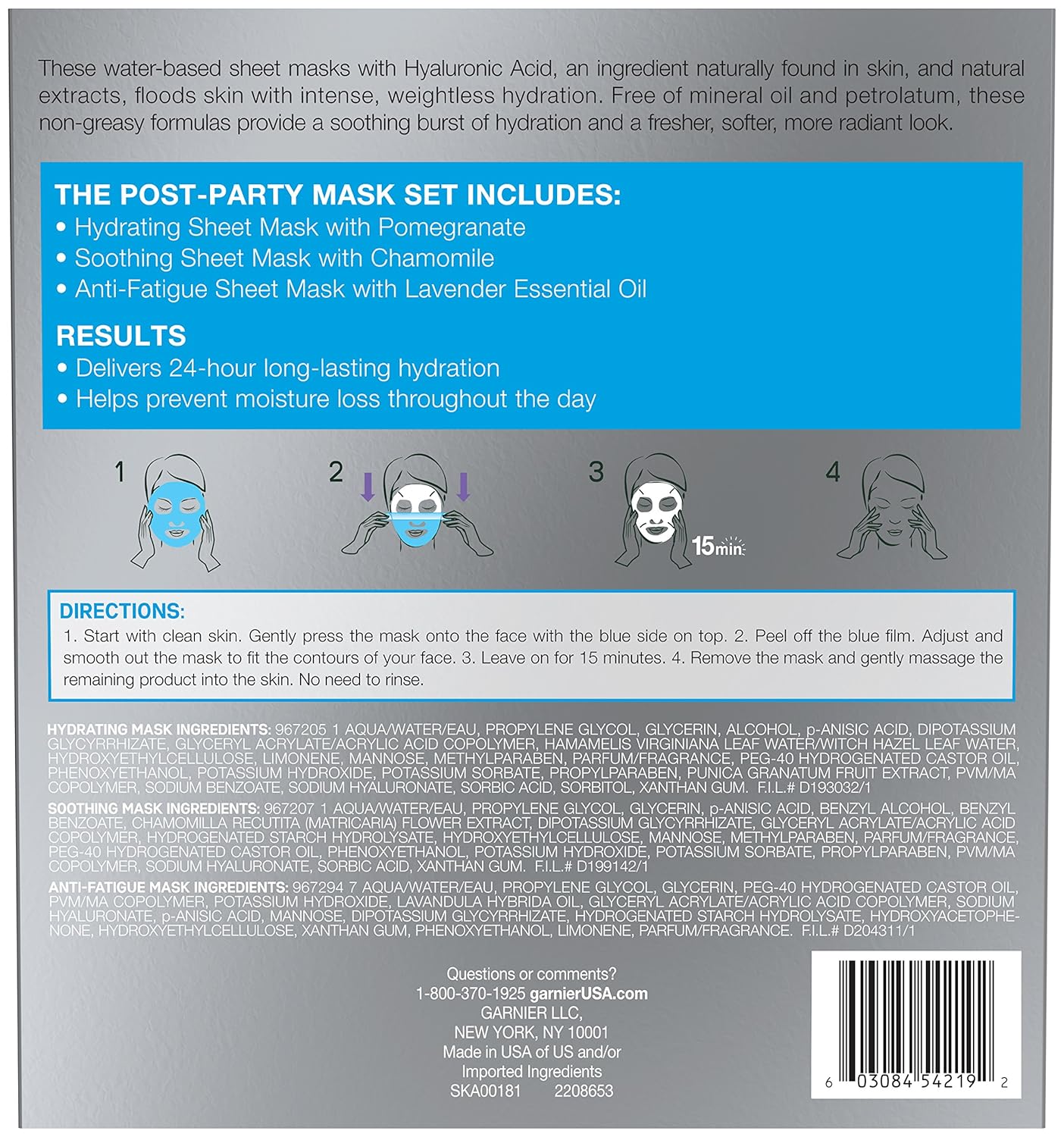 Moisture Bomb Sheet Mask 6 Count - Hydrating Garnier SkinActive Face Masks