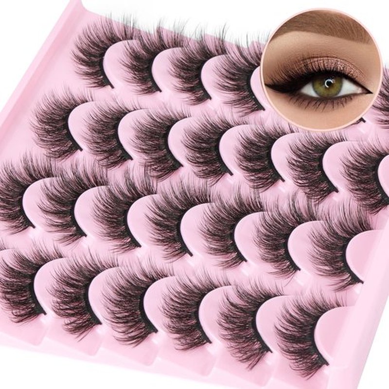 14 Pairs False Eyelashes Natural Mink Lashes Fluffy Wispy Cat Eye Lashes 14mm 3D Volume Strip Fake Eyelashes Pack by TNFVLONEINS