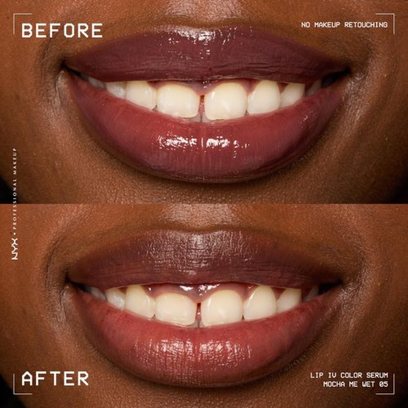 NYX PROFESSIONAL MAKEUP Lip IV Hydrating Gloss Serum, Lip Stain with 12HR Hydration - Mocha Me Wet (Brown Lip Gloss)