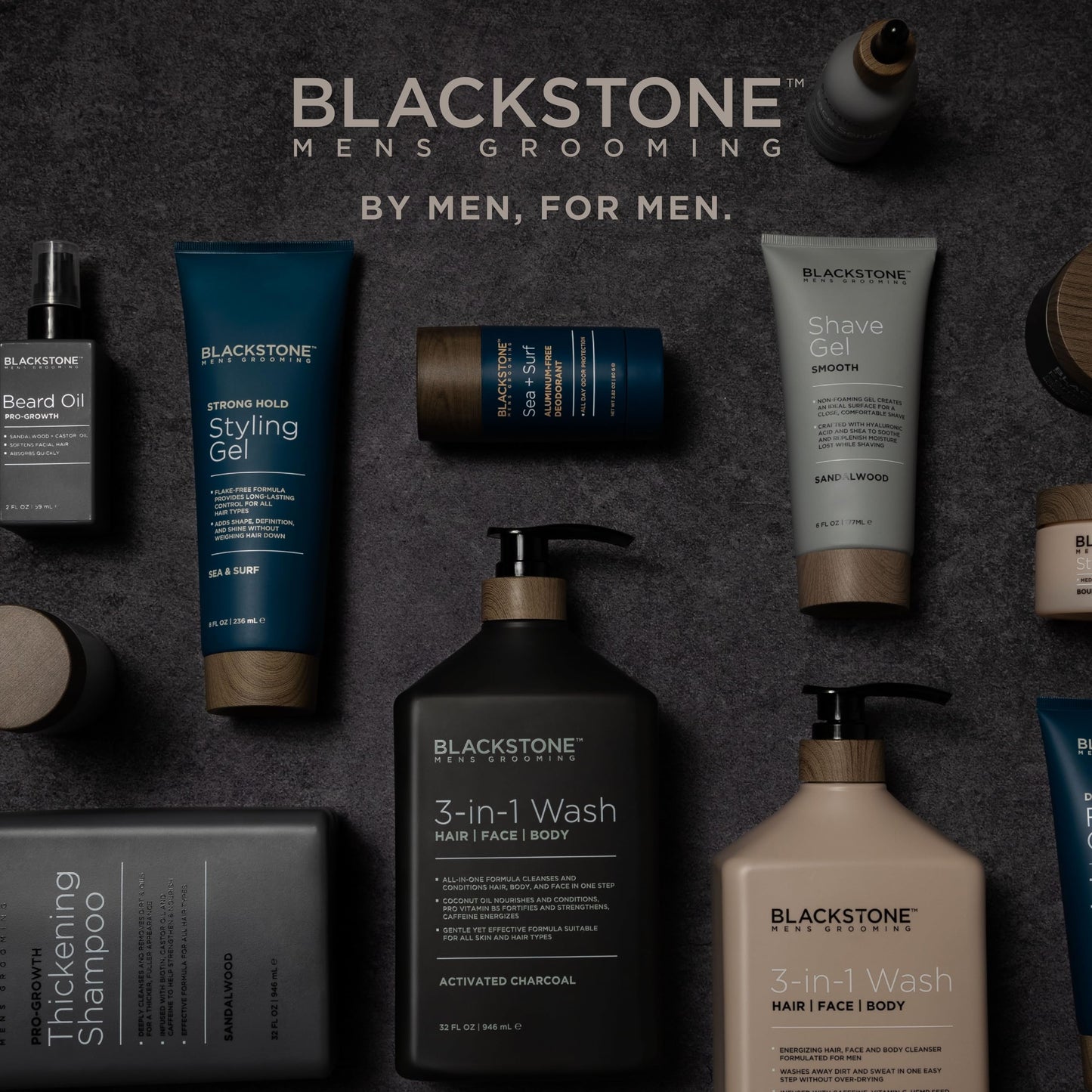 Blackstone Men's Grooming Aluminum-Free Deodorant - All Day Odor Protection | Long Lasting Protection - Sandalwood (2.82 oz)
