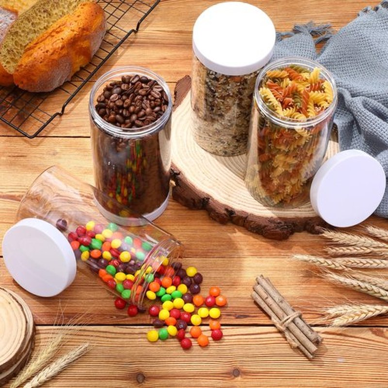 Patelai 4 Pieces Round Clear Wide-mouth Leak Proof Plastic Container Jars with Lids for Travel Storage Makeup Beauty Products Face Creams Oils Salves Ointments DIY Making or Others (White,32 Ounce)