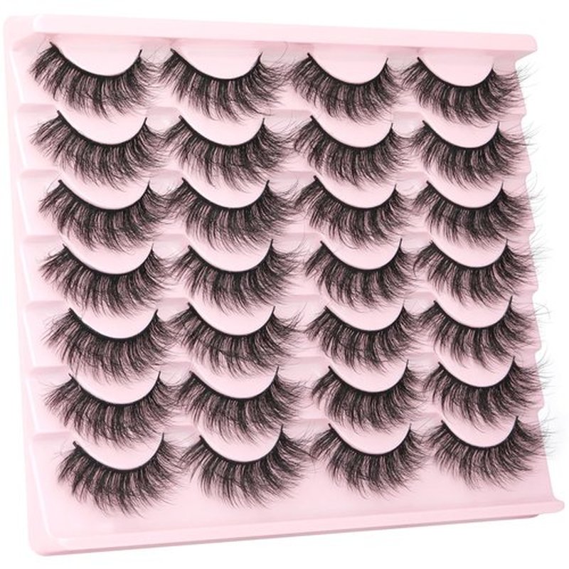 Wispy False Eyelashes Cat Eye Lashes Natural Look Fluffy Mink Lashes 16mm Strip Eyelashes Pack Wholesale 14 Pairs 4D Volume Multipack by TNFVLONEINS