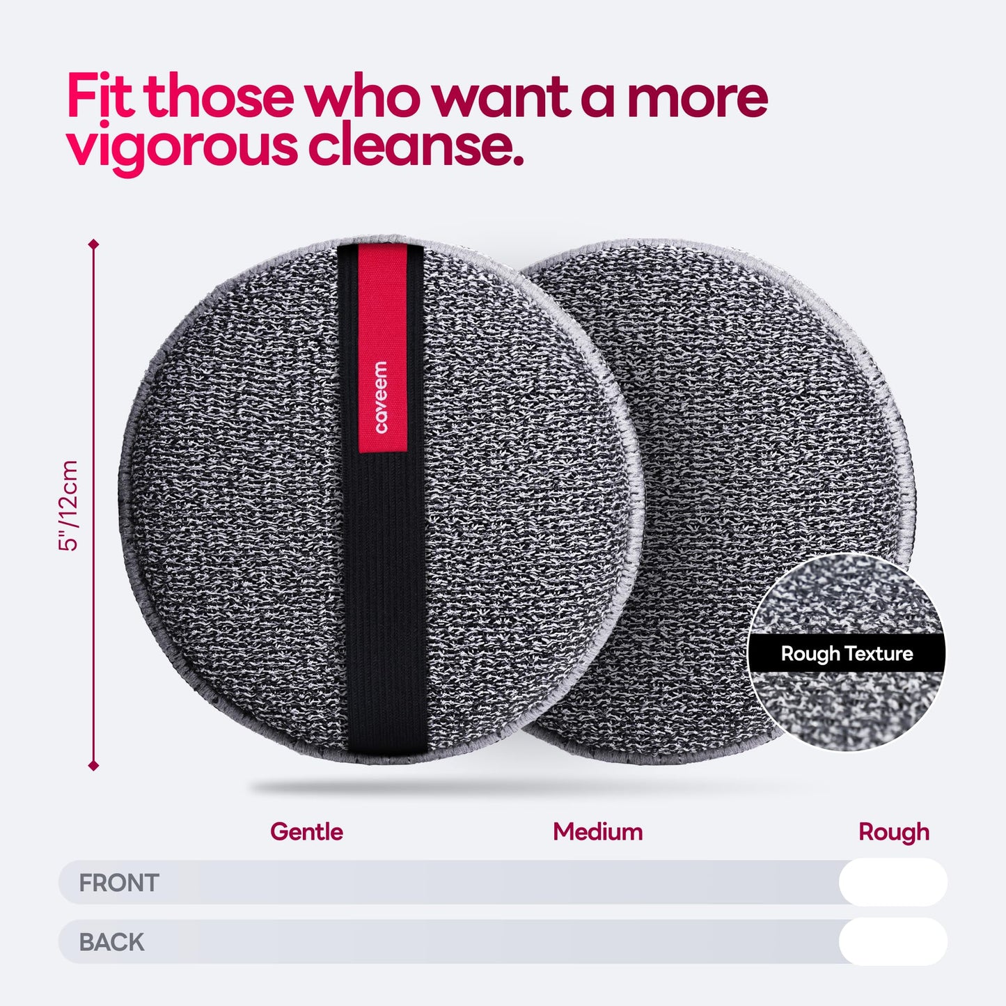 Caveem Exfoliating Body Scrubber, Extra Rough Shower Exfoliator Sponge, Body Exfoliating Sponges for Remove Dead Skin, Bath and Body Exfoliate Buffer, Round Sponge for Women (2 Pack)