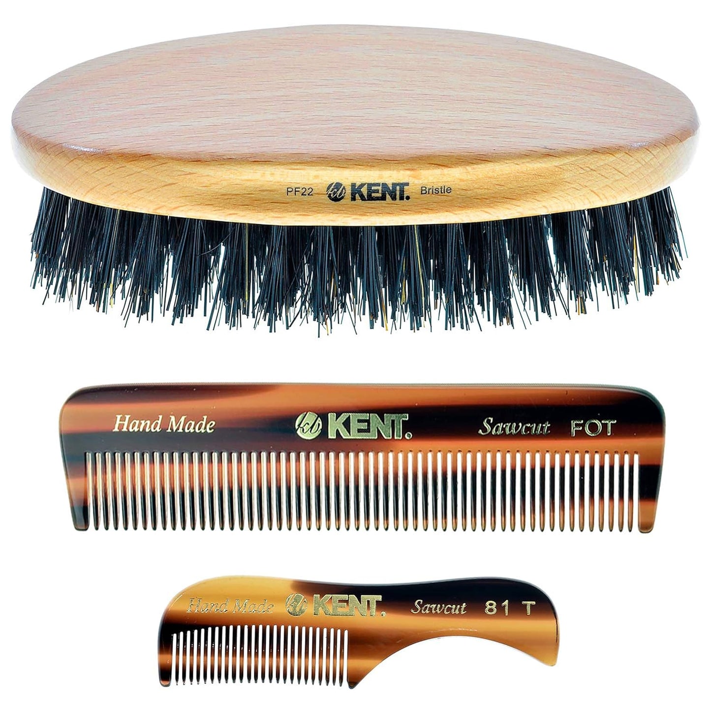 Kent 81T Beard & Mustache Comb Set - Travel-Friendly Grooming Kit Made in England