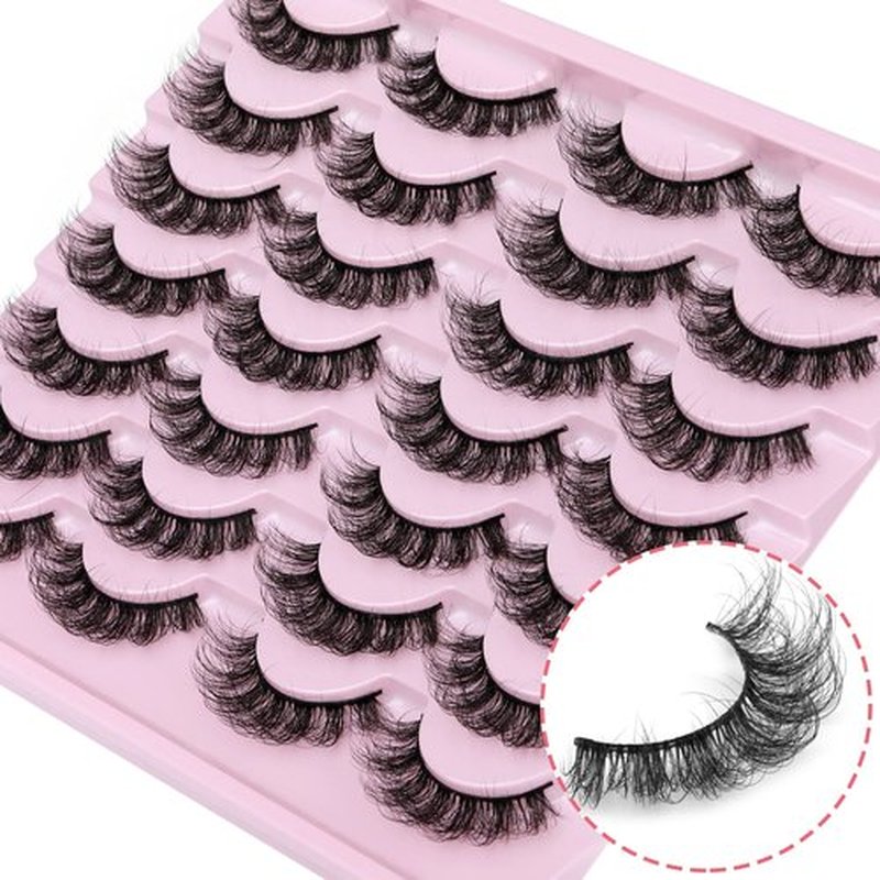 TNFVLONEINS False Eyelashes Wispy Mink Lashes Natural Look D Curl Fluffy Fake Eyelashes 16mm Natural Lashes That Look Like Extensions Lashes Pack