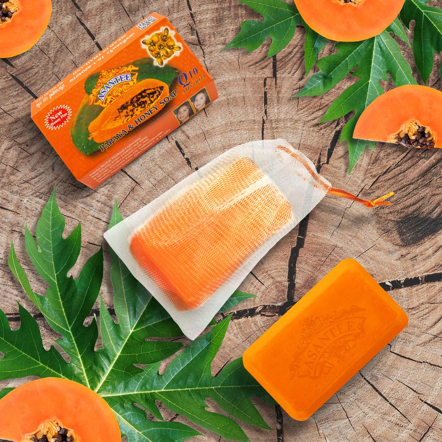 ASANTEE PAPAYA & HONEY Soap 4.40 Oz (Pack of 6)