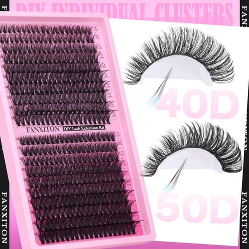 Eyelash Clusters Wispy Lash Clusters 40D+50D Lashes Clusters 400pcs D Curl Eye Lash Clusters Natural Cluster Eyelash Extensions 9-16mm Mix Individual Lashes for Beginners