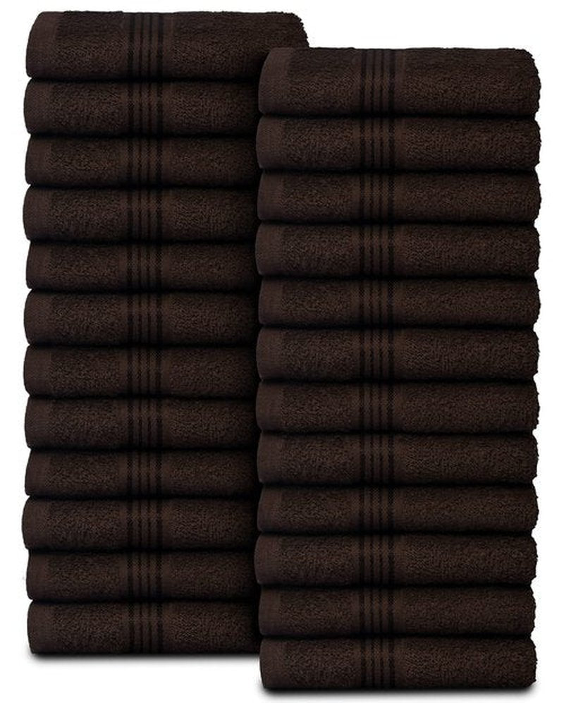 Belizzi Home Ultra Soft Cotton Washcloths, Contains 24 Piece Face Cloths 12x12 inch, Ideal for Everyday use Face Towels, Compact & Lightweight Multi Purpose Washcloths - Brown