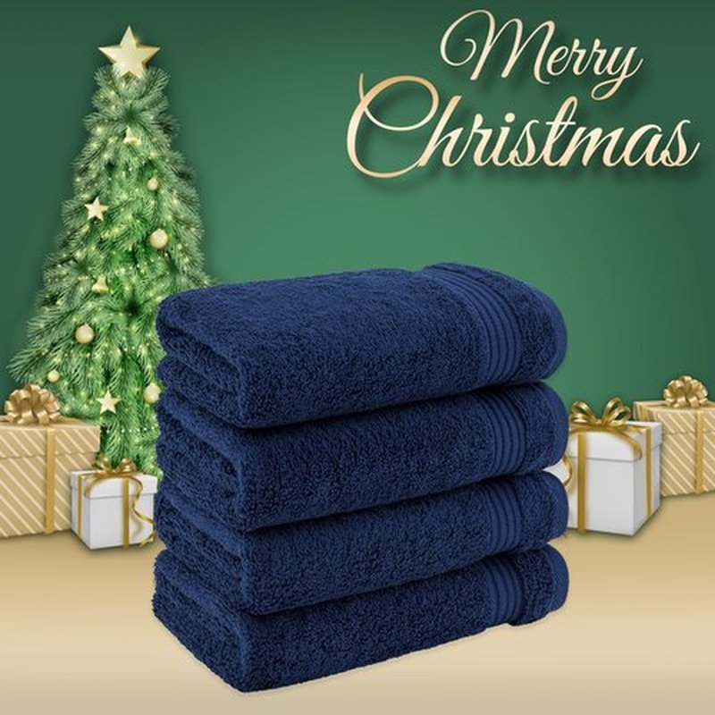 American Veteran Towel, Hand Towels for Bathroom Set of 4, 100% Cotton Turkish Hand Towel Sets Clearance Prime, Soft Hand Face Towels, Navy Blue Hand Towels