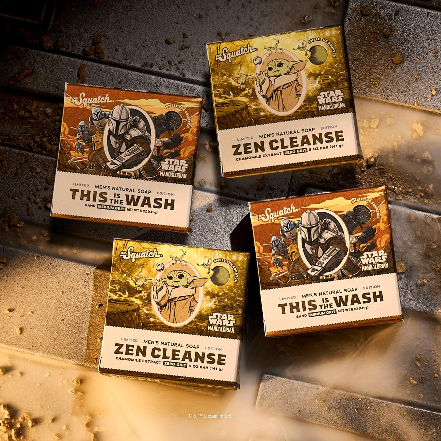 Dr. Squatch The Mandalorian Collection - Natural 4 Soap Gift Set - Cold Process Soap with No Harsh Chemicals - Smell like Mando Musk and Precious Bounty - This is the Wash, Zen Cleanse