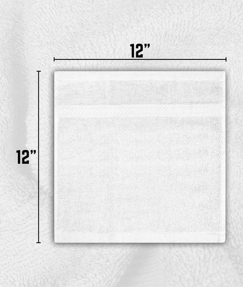 CH 100% Cotton Washcloths Pack of 12 - (12 x 12) - Ultra Soft Towels for Bathroom and Home, High Durability and Absorbency, Convenient and Stylish Wash Cloths - (White)