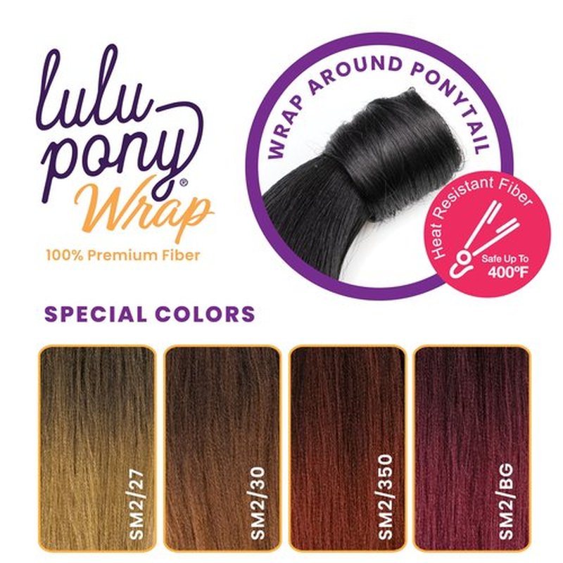 Sensationnel Lulu Pony Wrap hairextensions- Lulupony wrap 10 high heat synthetic yaki pony tail or up do hair wig piece - Lulupony Wrap 10 (SM2/27)