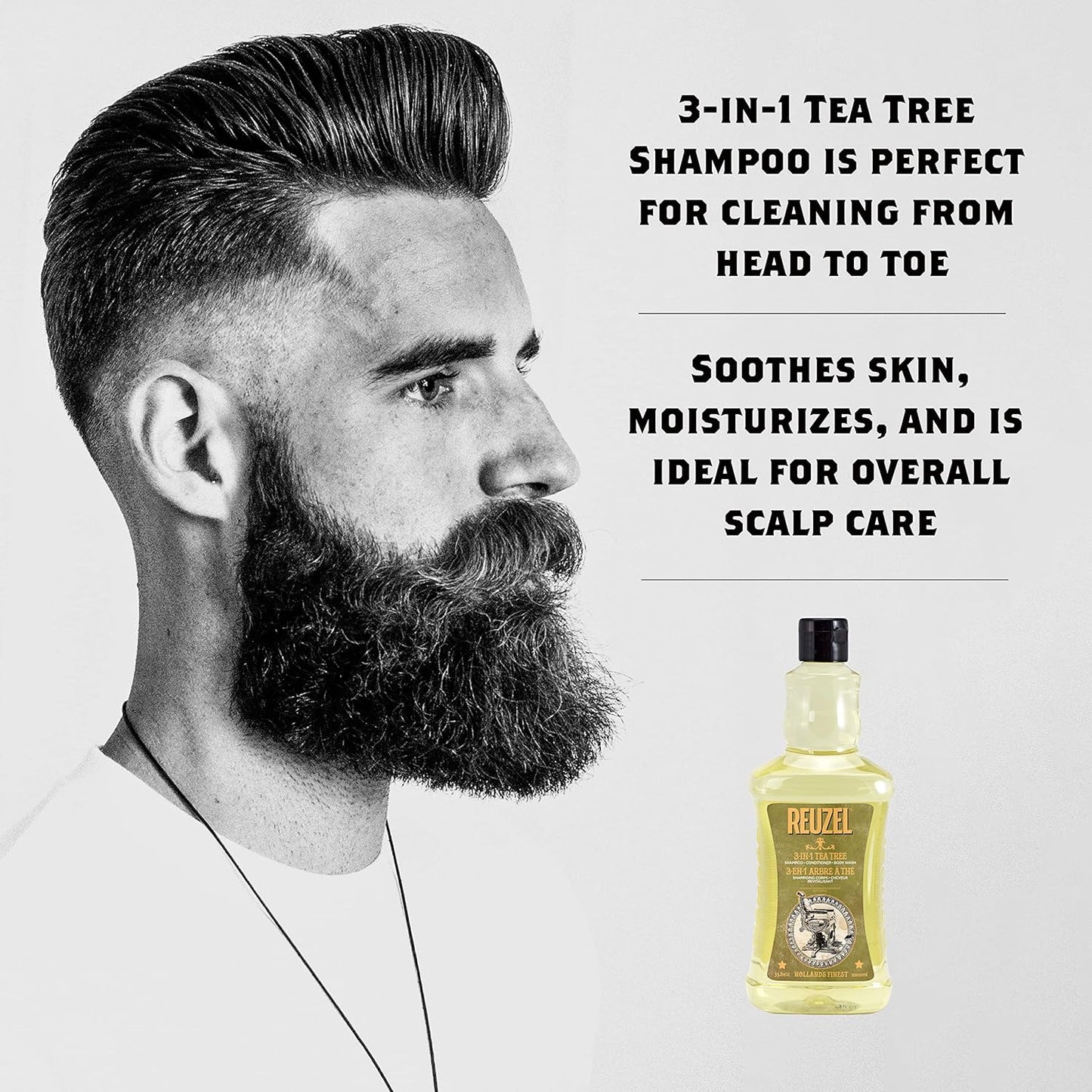 Reuzel 3-In-1 Tea Tree Shampoo, Cleanses Hair and Body