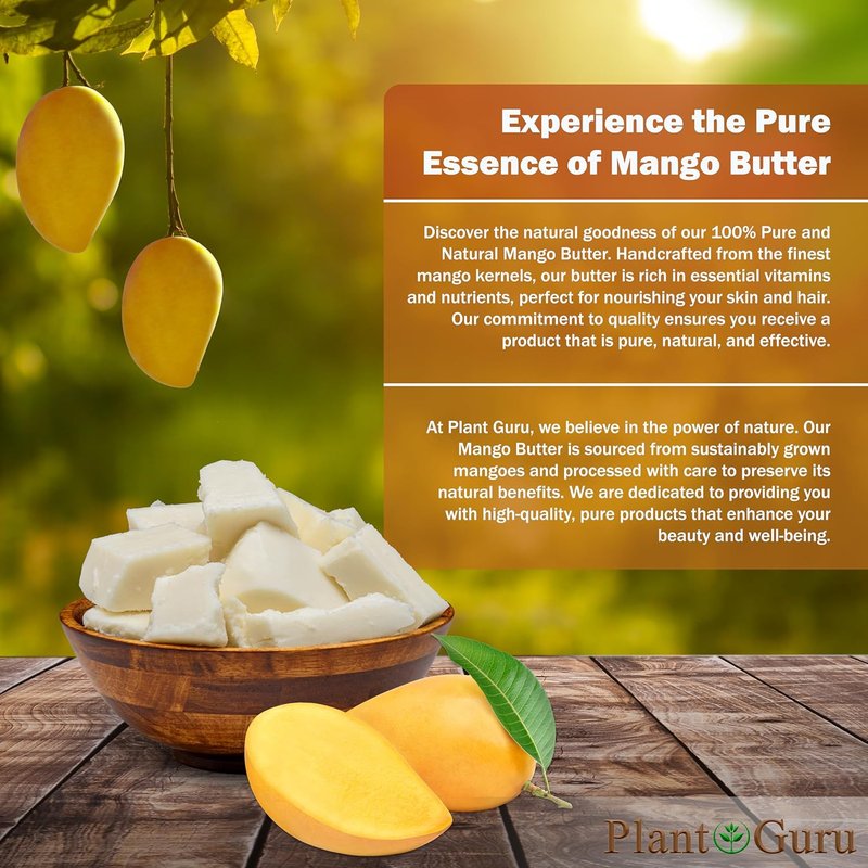 Raw Mango Butter 2 lbs - 100% Pure Natural Unrefined for Skin & Hair Care | DIY Soap Making & Body Butters