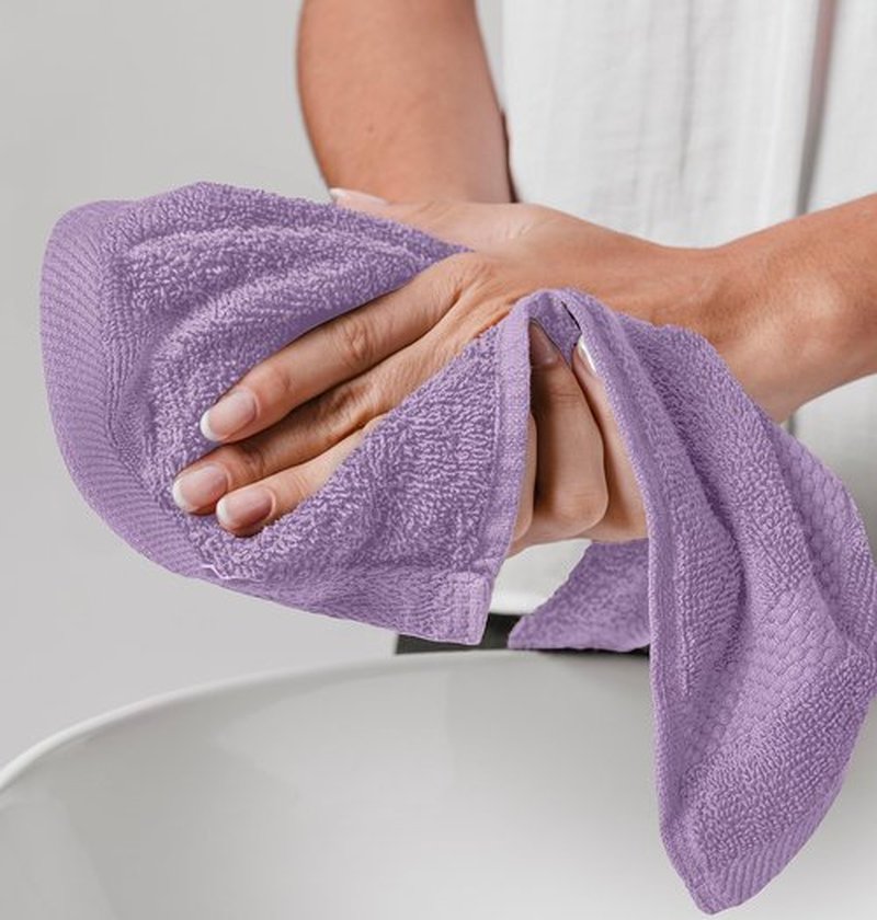 White Classic Luxury Washcloths for Bathroom-Hotel-Spa-Kitchen-Set - Circlet Egyptian Cotton - Highly Absorbent Hotel Quality Face Towels - Bulk Set of 12-13x13 Inch (Lavender)
