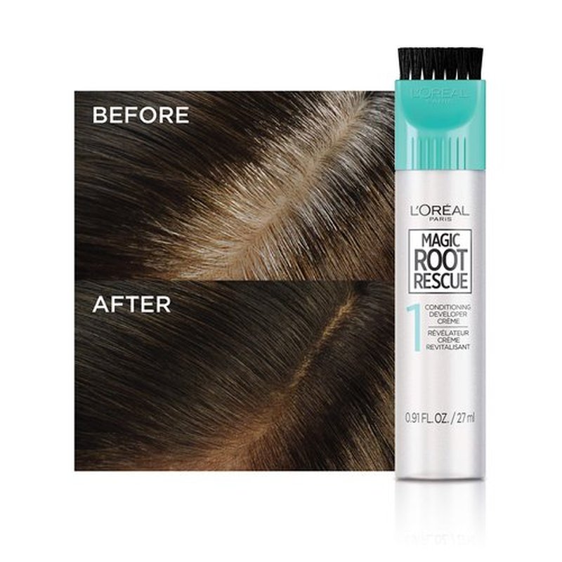 L'Oreal Paris Magic Root Rescue 10 Minute Root Hair Coloring Kit, Permanent Hair Color with Quick Precision Applicator, 100% Gray Coverage, 8G Medium Golden Brown, 2 count