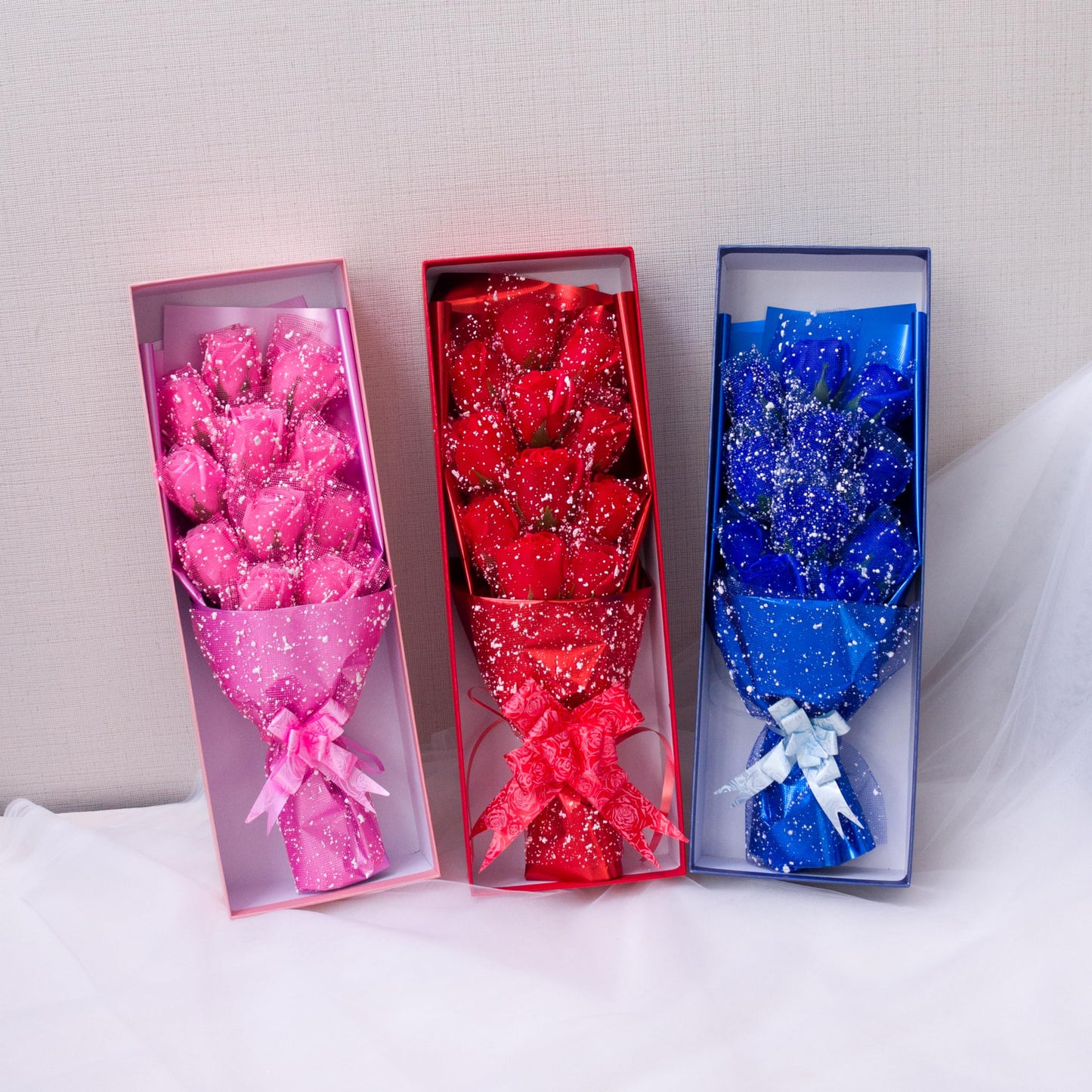 Abbie Home 11pcs Scented Forever Rose Bouquet with Gift Box- Birthday Mother's Day Graduation Wedding Appreciation Gift Anniversary Present (Blue)