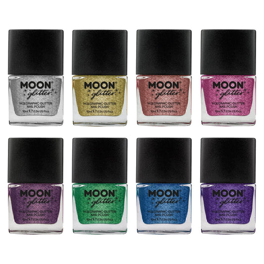 Moon Glitter Holographic Glitter Nail Polish 0.47fl oz - Set of 8 colours