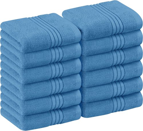 Utopia Towels 12 Pack Premium Wash Cloths Set (12x12Inches) 100% Cotton,Flannel, Ring Spun, Highly Absorbent and Soft Feel Washcloths for Bathroom, Spa, Gym, and Face Towel (Electric Blue)
