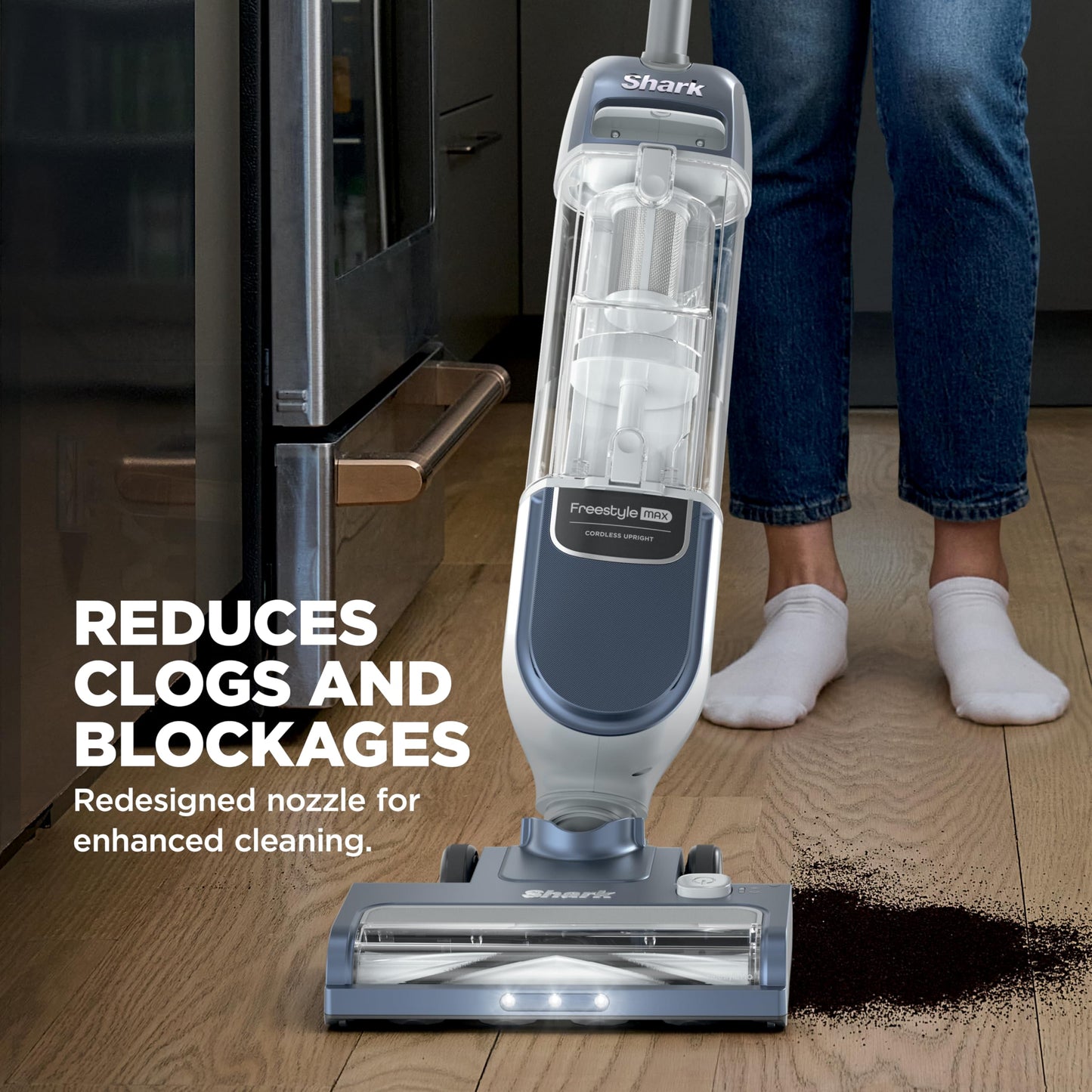 Shark Freestyle Max Cordless Upright Vacuum | Multi-Surface Cleaning, Lightweight, Easy Maintenance | Large Dust Cup, 2-Speed Brushroll, LED Headlights | Nordic Blue | SV2002