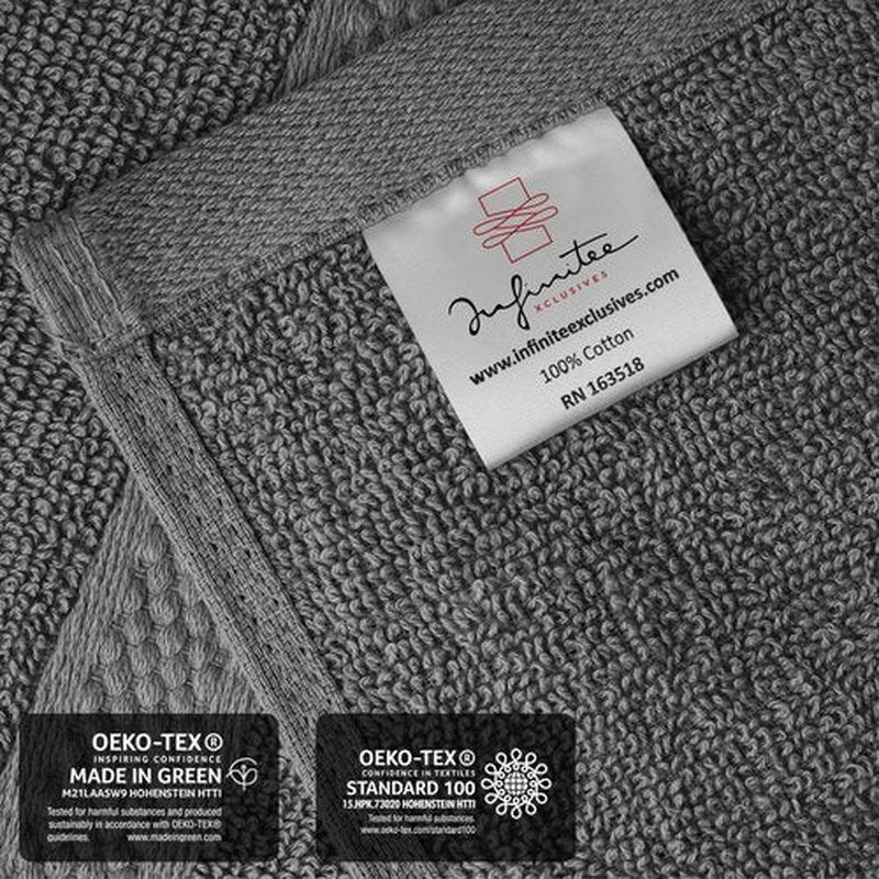 Infinitee Xclusives Premium Wash Cloths for Showering [13x13] – 100% Cotton Washcloths [Pack of 12], Soft and Absorbent Face Towels for Bathroom Wash Clothes, Gym, and Spa |Shadow Grey|