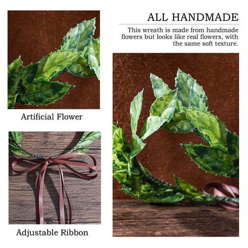 MOSTORY Green Leaf Laurel Crown - Handmade Wooland Greek Leaf Headpiece Forest Emperor Circlet for Men King Adult Renaissance Halloween Renfaire Cosplay Medieval Toga Costume