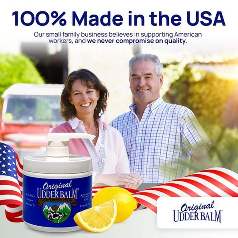 Original Udder Balm (NOT Cream or Lotion Body Moisturizing and Soothing for Dry, Cracked, Flaky, Rough Skin, 16 oz Pump Jar, Lemon Scent with Pump