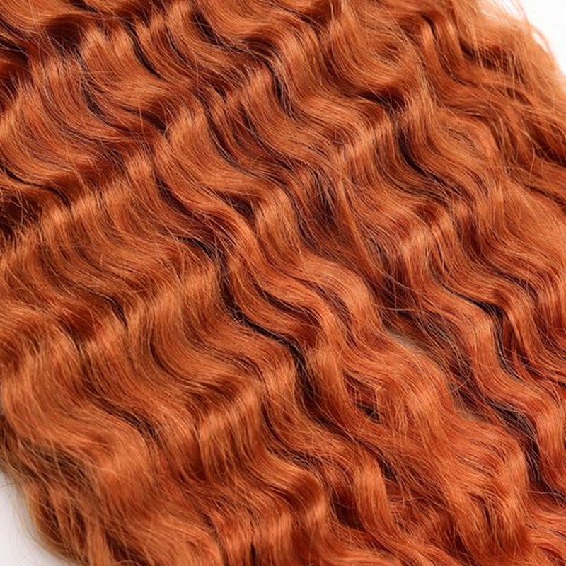 Ocean Wave Crochet Hair 22inch, Orange Curly Braiding Crochet Hair, Synthetic Wavy Crochet Hair Extensions for Women 6packs # 30/145T