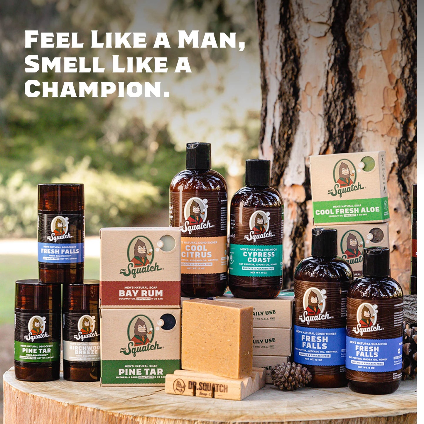 Dr. Squatch Men's Bar Soap Pack: Natural, Cool Fresh Aloe, Spearmint Basil, Eucalyptus Greek Yogurt Soaps, Fresh Falls Hair Care Shampoo and Conditioner