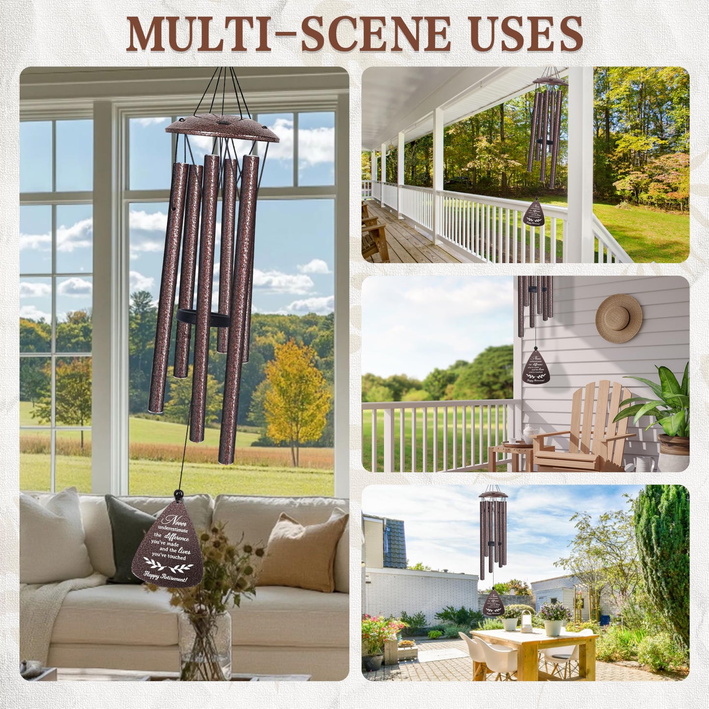 Retirement Gift for Woman Men, 32" Wind Chimes Retired Gifts, 2026 Happy Retirement Gifts for Women Coworker Colleague Boss Teachers Nurses Friends, Going Away Gift Ideas Retirement Decorations