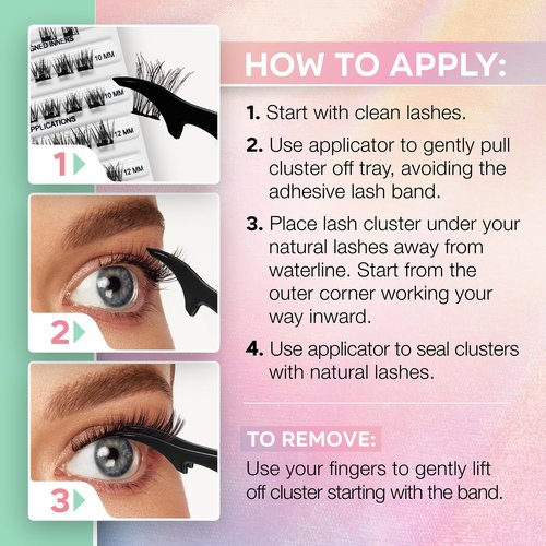 Ardell Press On Fauxmink Volume, DIY Lash Clusters, Natural Look with Applicator - 30 ct