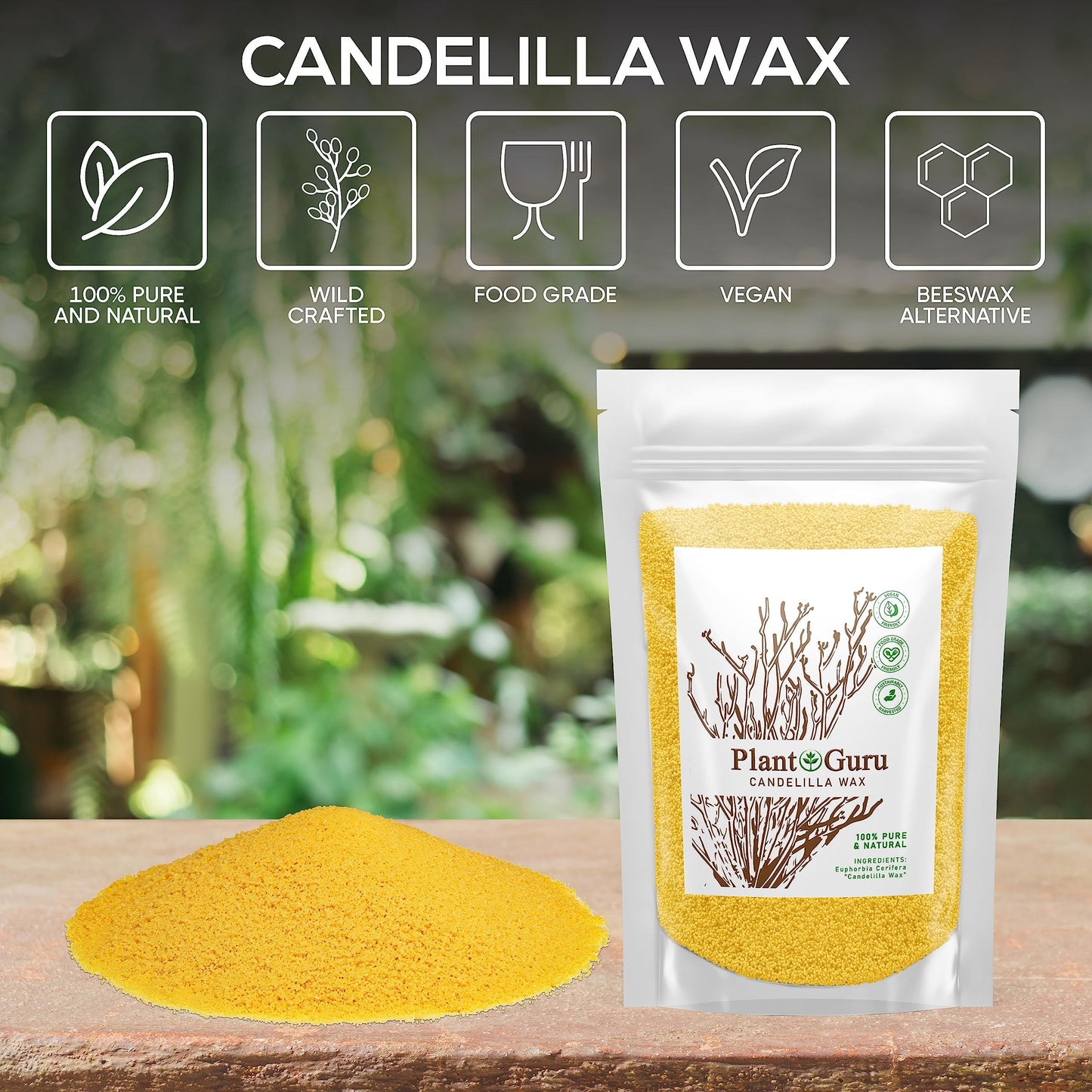 Candelilla Wax Pellets 1lb. 100% Pure Natual Food Grade Vegan Wax For DYI Lip Balm, Soap and Candle Making, Creams and Lotions. Great For Skin, Face, and Hair applications. Beeswax Alternative