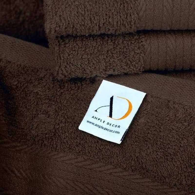 Ample Decor Wash Cloths Pack of 10, Oeko Tex Certified 600 GSM 100% Cotton Soft Absorbent, Premium Quality Durable Machine Washable, Ideal for Bathroom, Pool, Hotel, Spa – Brown