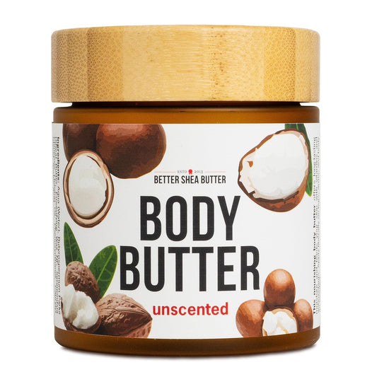 Unscented Body Butter for Dry Skin - Deep Moisturizer with Raw Shea Butter & Jojoba Oil | 8 oz