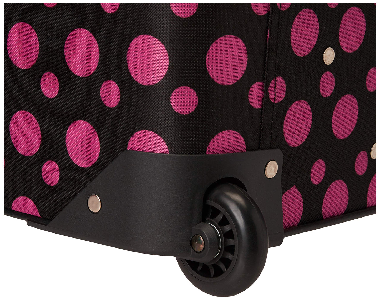 Rockland Fashion Softside Upright Luggage Set, Black/Pink Dot, 4-Piece (14/19/24/28)