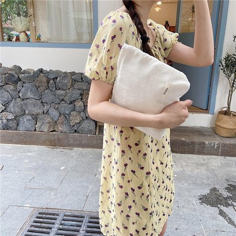 Cosmetic Bags for Women - Corduroy Cosmetic Bag Aesthetic Women Handbags Purses Smile Dots Makeup Organizer Storage Makeup Bag Girls Case Bags (Pure Milky white)