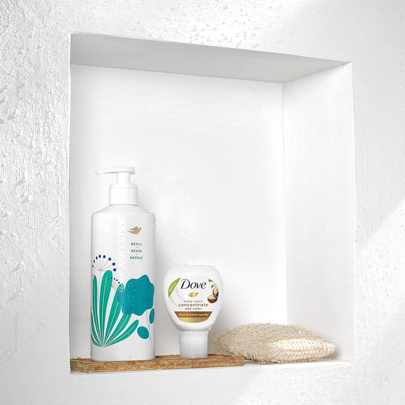 Dove Body Wash Concentrate Refill - Shea & Warm Vanilla | 4 Pack, 4 Fl Oz (Makes 16 Fl Oz) for Soft Skin