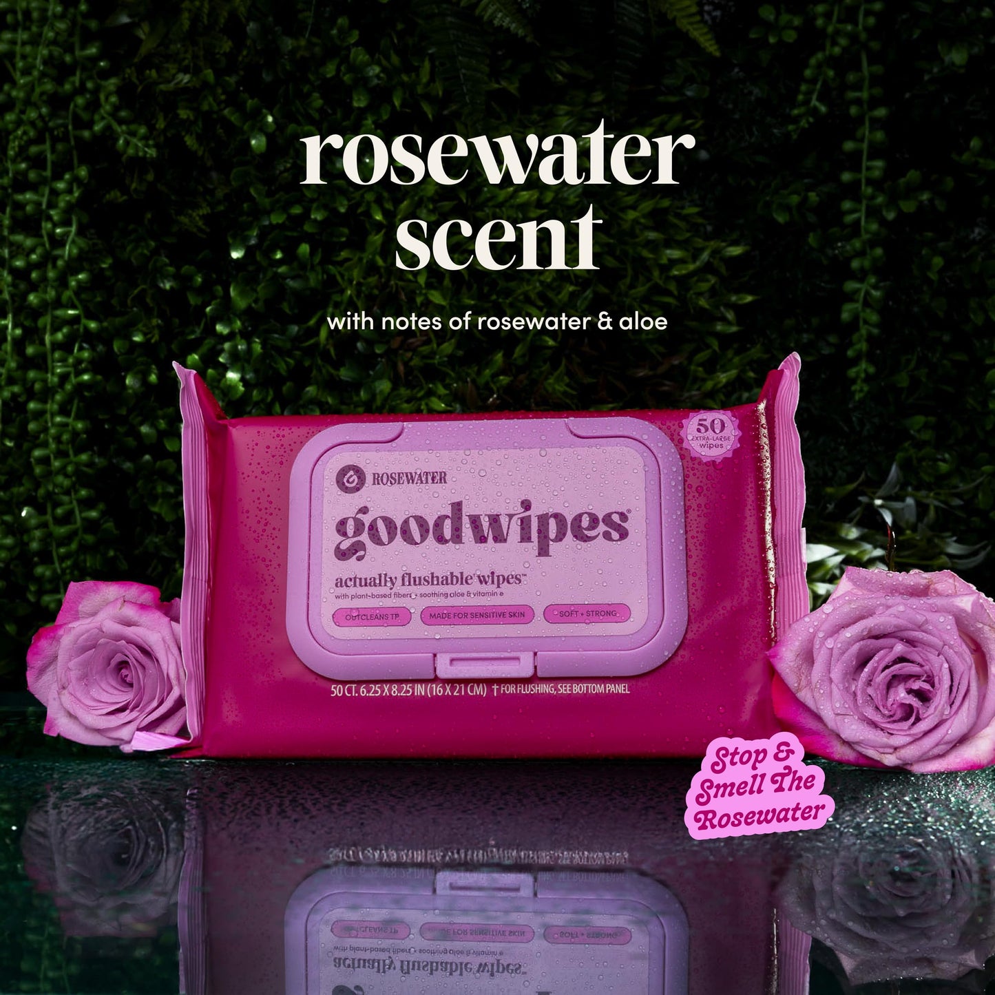 goodwipes Flushable Wipes Bulk Pack, Rosewater Adult Wet Wipes for Women & Men, Sewer & Septic Safe, Toilet & Bathroom Essentials, Extra Large, 418 Count (8 Packs and 1 Travel Pack)