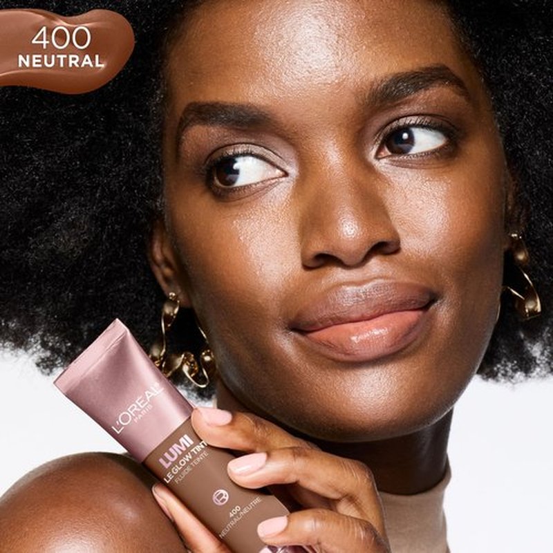 L’Oréal Paris Lumi Le Glow Skin Tint, Lightweight Water-Based Tinted Serum with Foundation-Like Coverage, Glow Illuminator, Neutral 400, 0.85 Fl Oz
