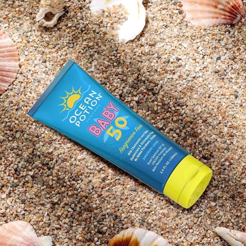 Ocean Potion Baby Sunscreen Lotion SPF 50 - Gentle Non-Greasy Formula with Aloe & Vitamin E | Travel Size 3.4 oz